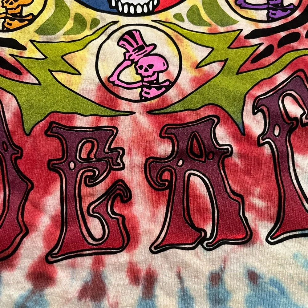 🐢 '21 Grateful Dead Band Wild Tie Dye Skull And Skeleton Bertha Deadstock Tee - Picture 8 of 16